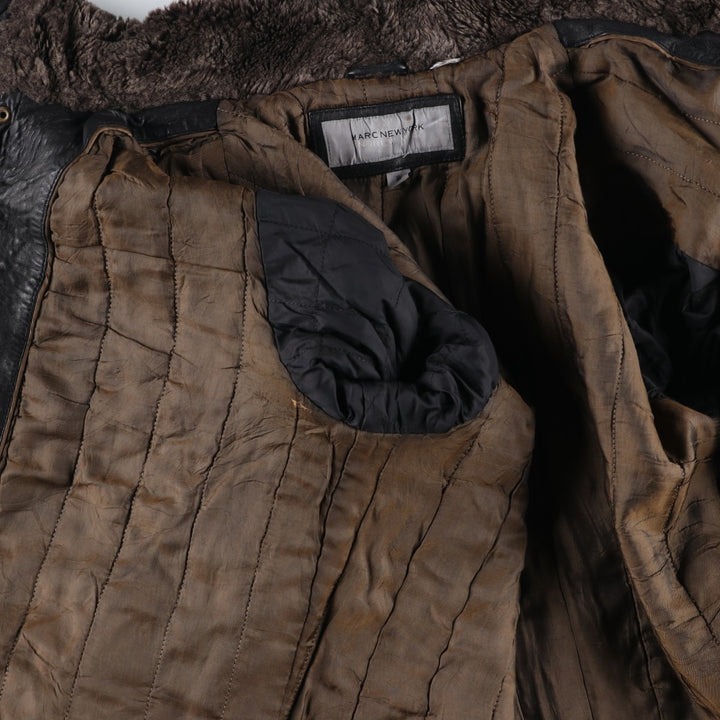 MARC NEW YORK ANDREW MARC padded leather jacket, men's size XL genuine leather black type Vintage Second Hand