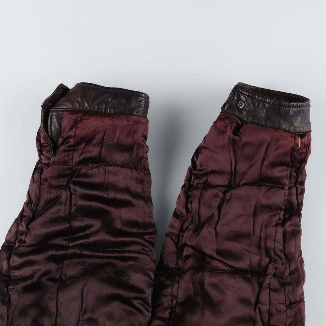Hugo Boss padded leather jacket, men's size XL genuine leather brown type Vintage Second Hand