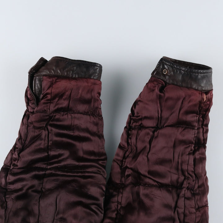 Hugo Boss padded leather jacket, men's size XL genuine leather brown type Vintage Second Hand