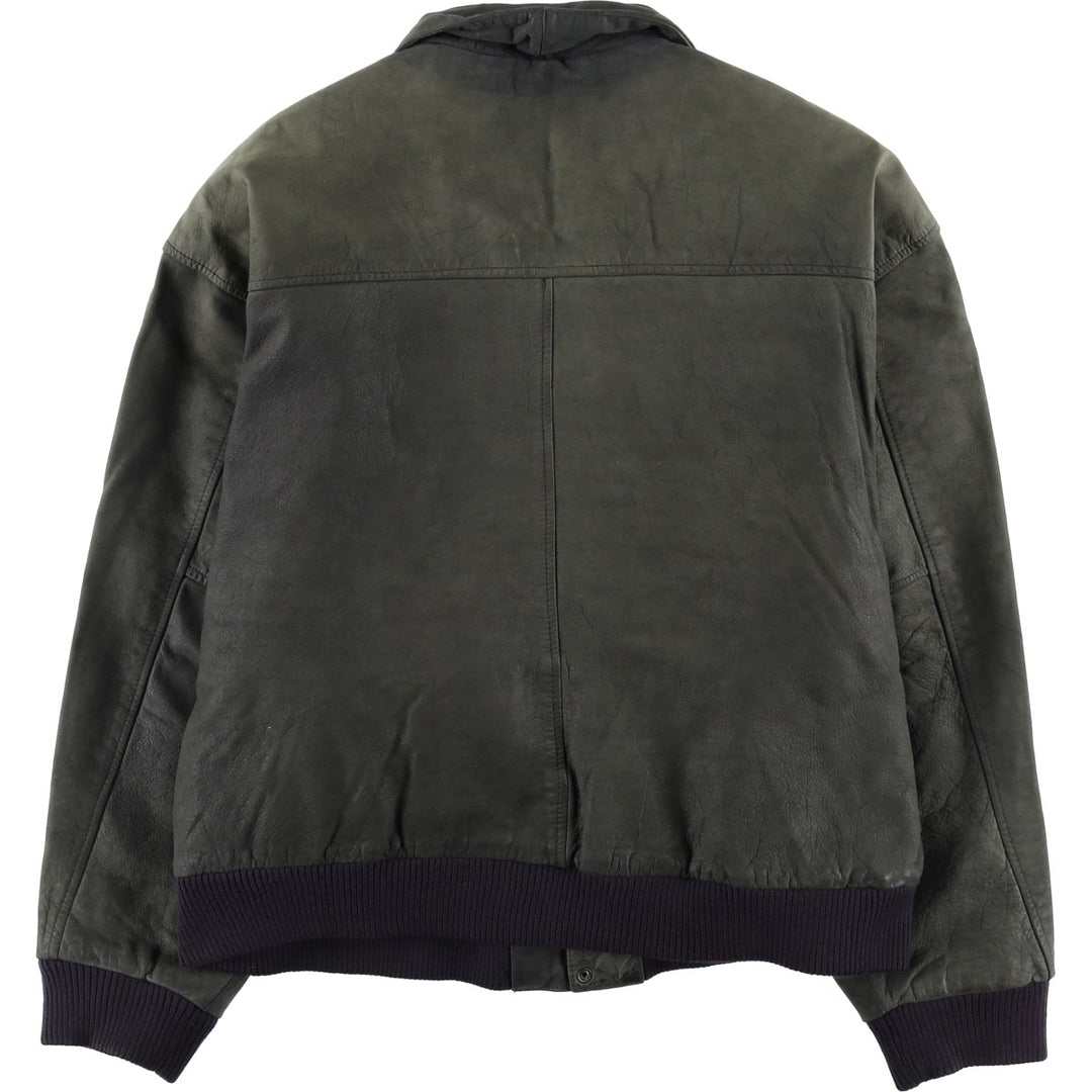 G-III Padded Leather Flight Jacket, Men's Size L genuine leather Khaki type Vintage Second Hand