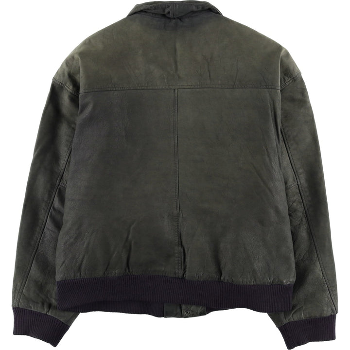 G-III Padded Leather Flight Jacket, Men's Size L genuine leather Khaki type Vintage Second Hand