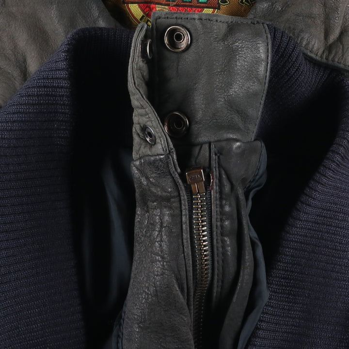 G-III Padded Leather Flight Jacket, Men's Size L genuine leather Khaki type Vintage Second Hand