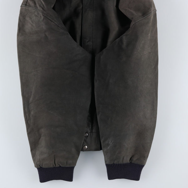 G-III Padded Leather Flight Jacket, Men's Size L genuine leather Khaki type Vintage Second Hand