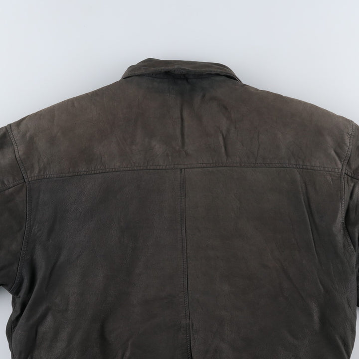 G-III Padded Leather Flight Jacket, Men's Size L genuine leather Khaki type Vintage Second Hand
