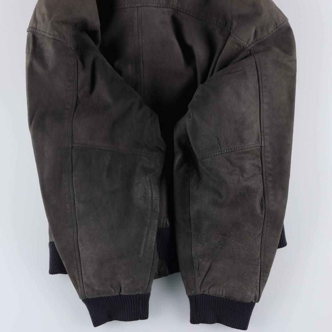 G-III Padded Leather Flight Jacket, Men's Size L genuine leather Khaki type Vintage Second Hand