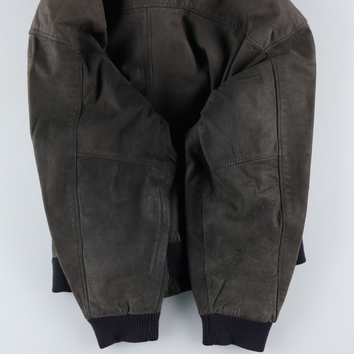 G-III Padded Leather Flight Jacket, Men's Size L genuine leather Khaki type Vintage Second Hand