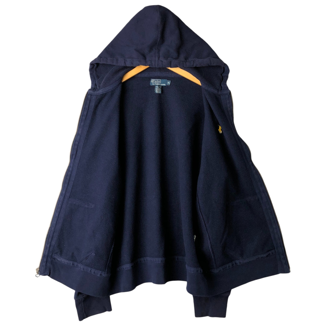 Ralph Lauren Polo by Ralph Lauren Sweatshirt Full Zip Hoodie, Men's XL cotton navy blue type Vintage Second Hand