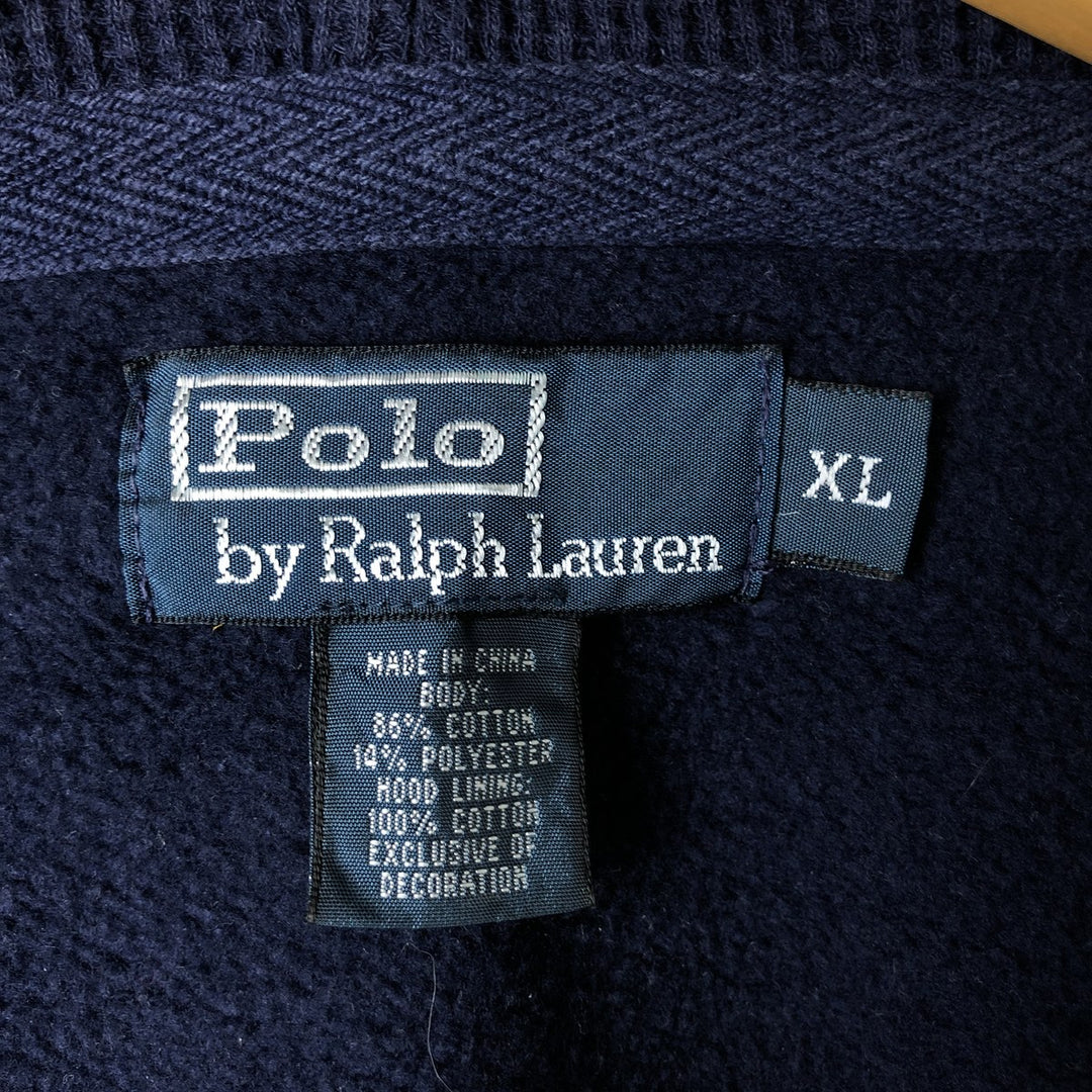 Ralph Lauren Polo by Ralph Lauren Sweatshirt Full Zip Hoodie, Men's XL cotton navy blue type Vintage Second Hand