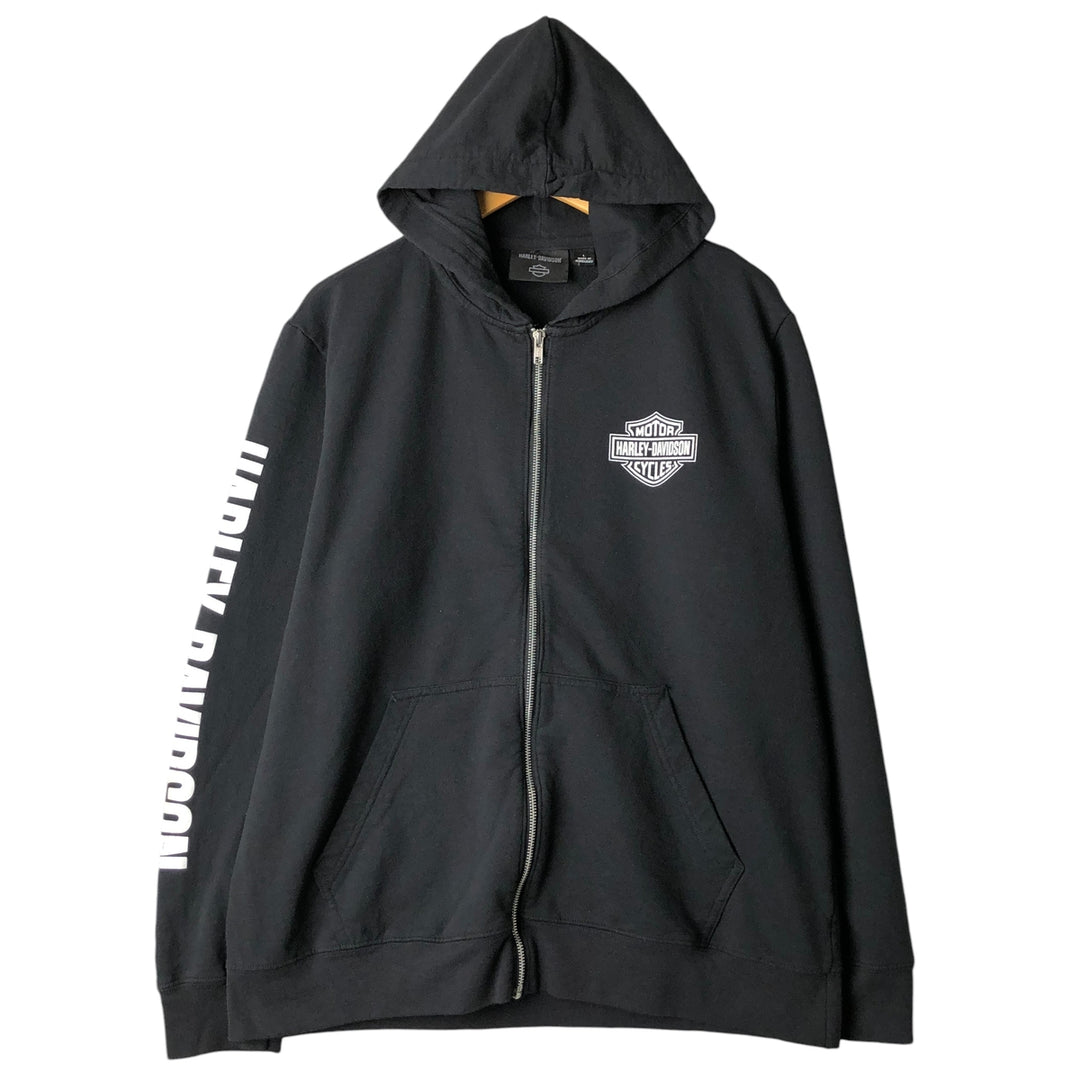 Harley-Davidson Sweat Full Zip Hoodie Men's L size cotton black type Vintage Second Hand