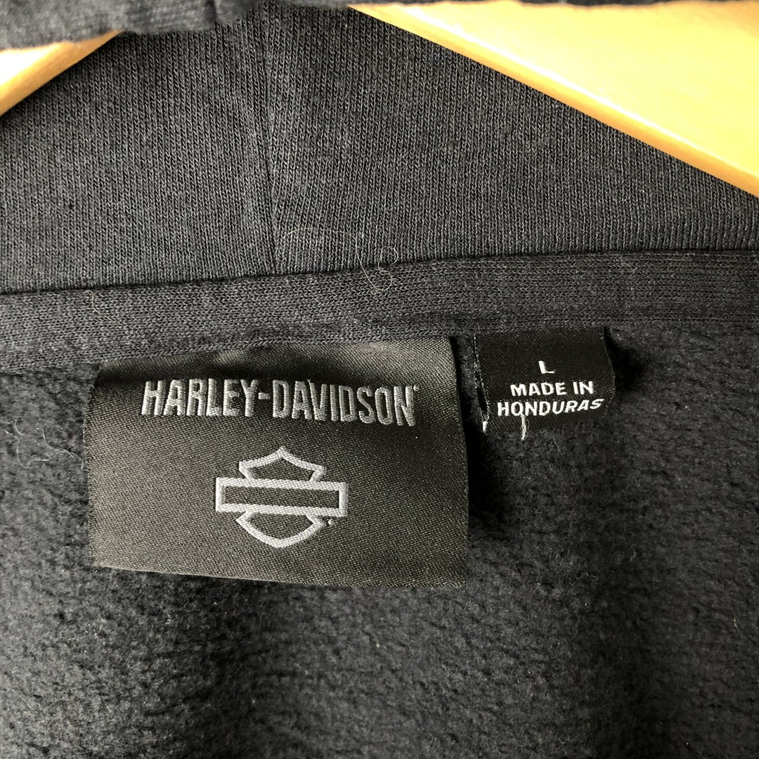 Harley-Davidson Sweat Full Zip Hoodie Men's L size cotton black type Vintage Second Hand