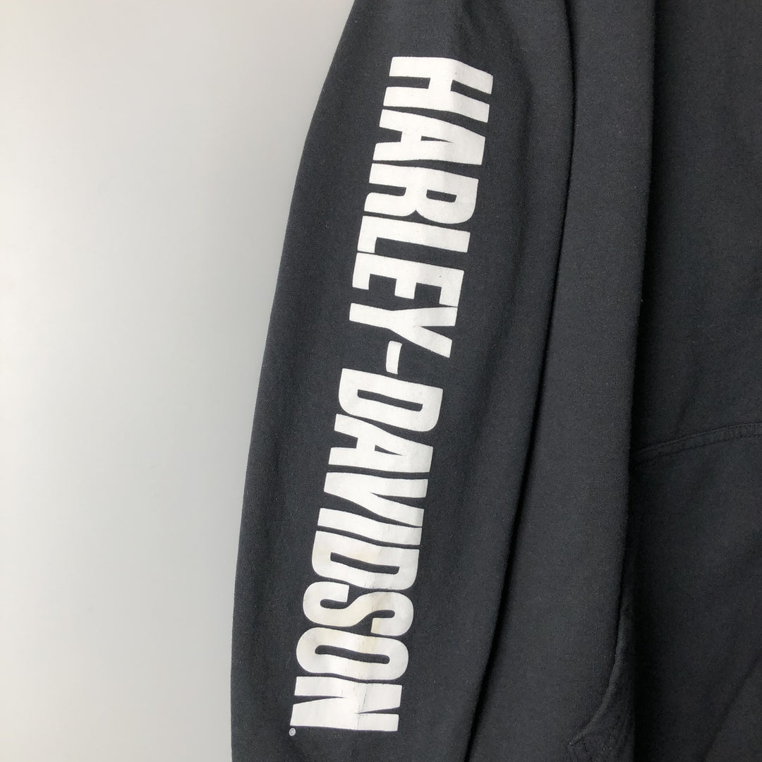 Harley-Davidson Sweat Full Zip Hoodie Men's L size cotton black type Vintage Second Hand