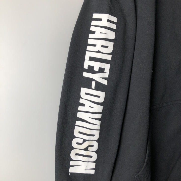 Harley-Davidson Sweat Full Zip Hoodie Men's L size cotton black type Vintage Second Hand