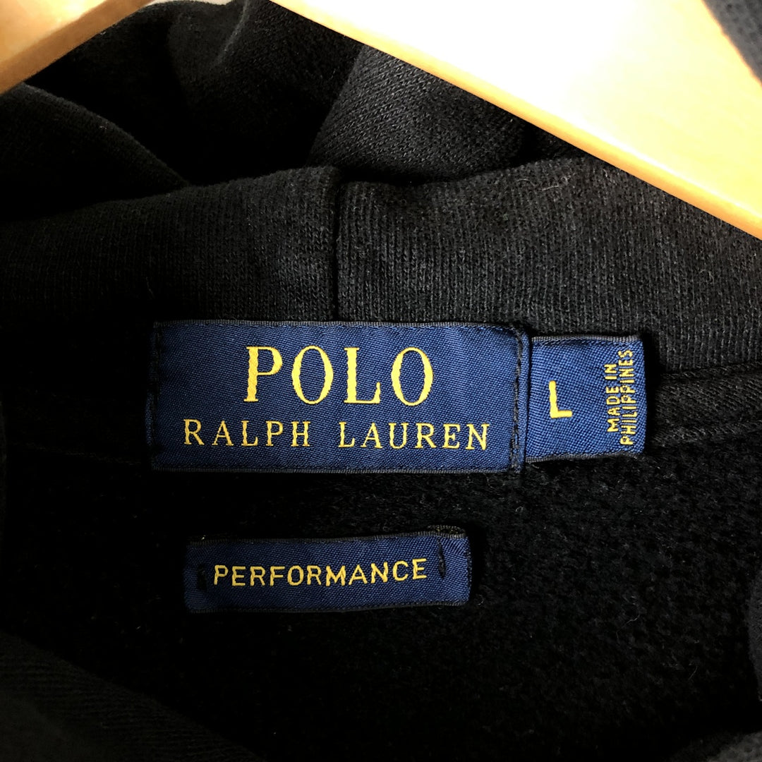 Ralph Lauren POLO RALPH LAUREN PERFORMANCE pullover sweatshirt, men's size L cotton black type Vintage Second Hand