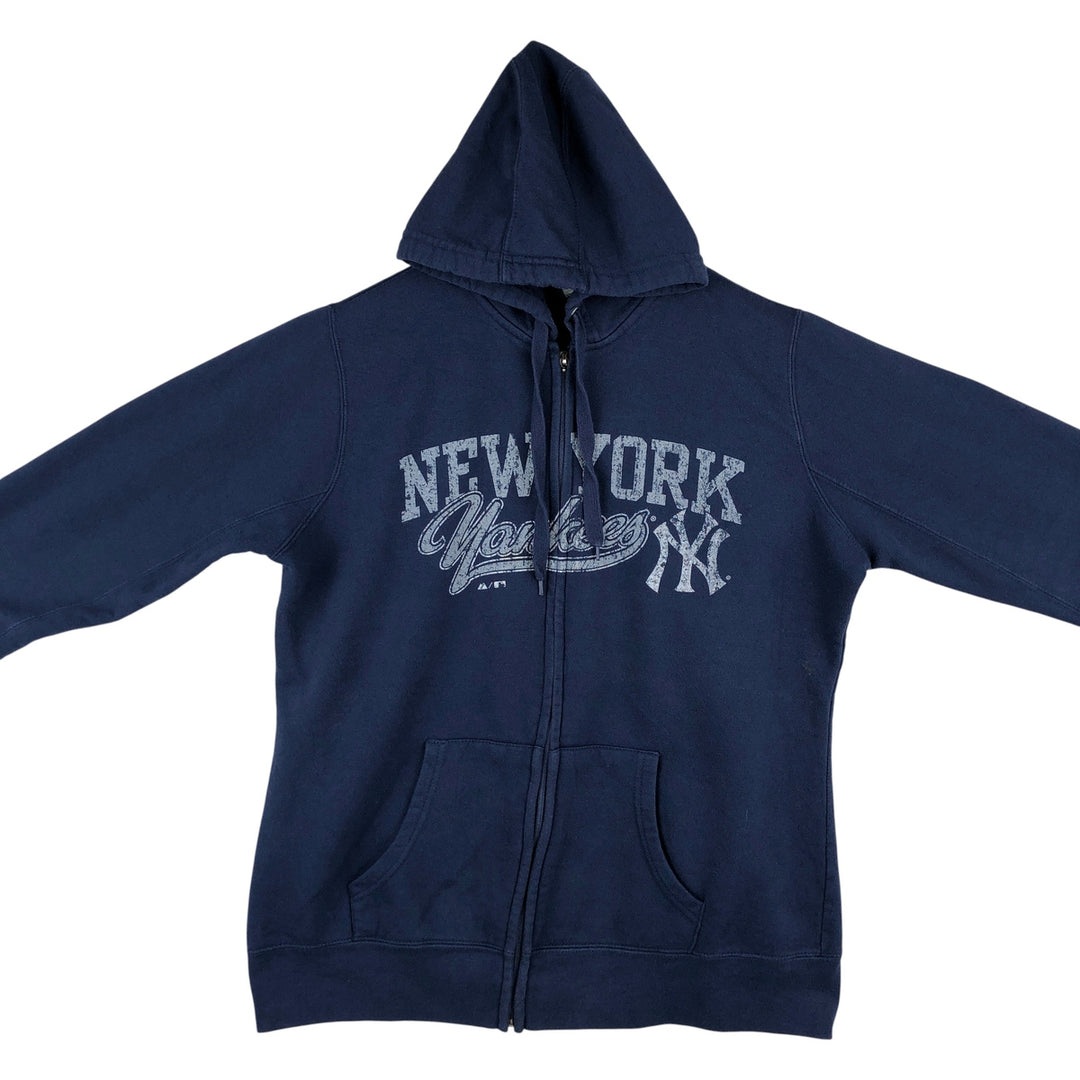 Vintage 90'S Majestic MLB New York Yankees Full-Zip Hoodie, Men's Size XL cotton navy blue type Vintage Second Hand