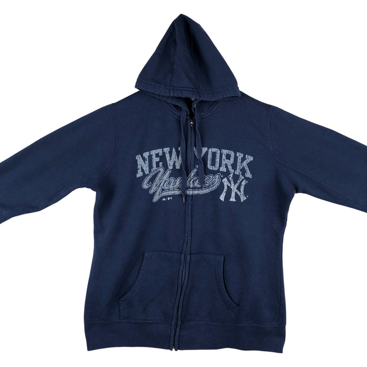 Vintage 90'S Majestic MLB New York Yankees Full-Zip Hoodie, Men's Size XL cotton navy blue type Vintage Second Hand