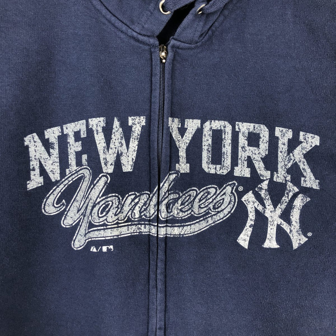 Vintage 90'S Majestic MLB New York Yankees Full-Zip Hoodie, Men's Size XL cotton navy blue type Vintage Second Hand