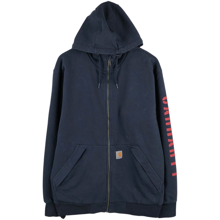 Carhartt Loose Fit Sweat Full Zip Hoodie, Men's L size cotton navy blue type Vintage Second Hand