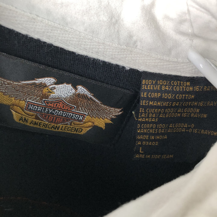 Harley-Davidson Men's Long Sleeve Rugby Shirt, Size L cotton black type Vintage Second Hand