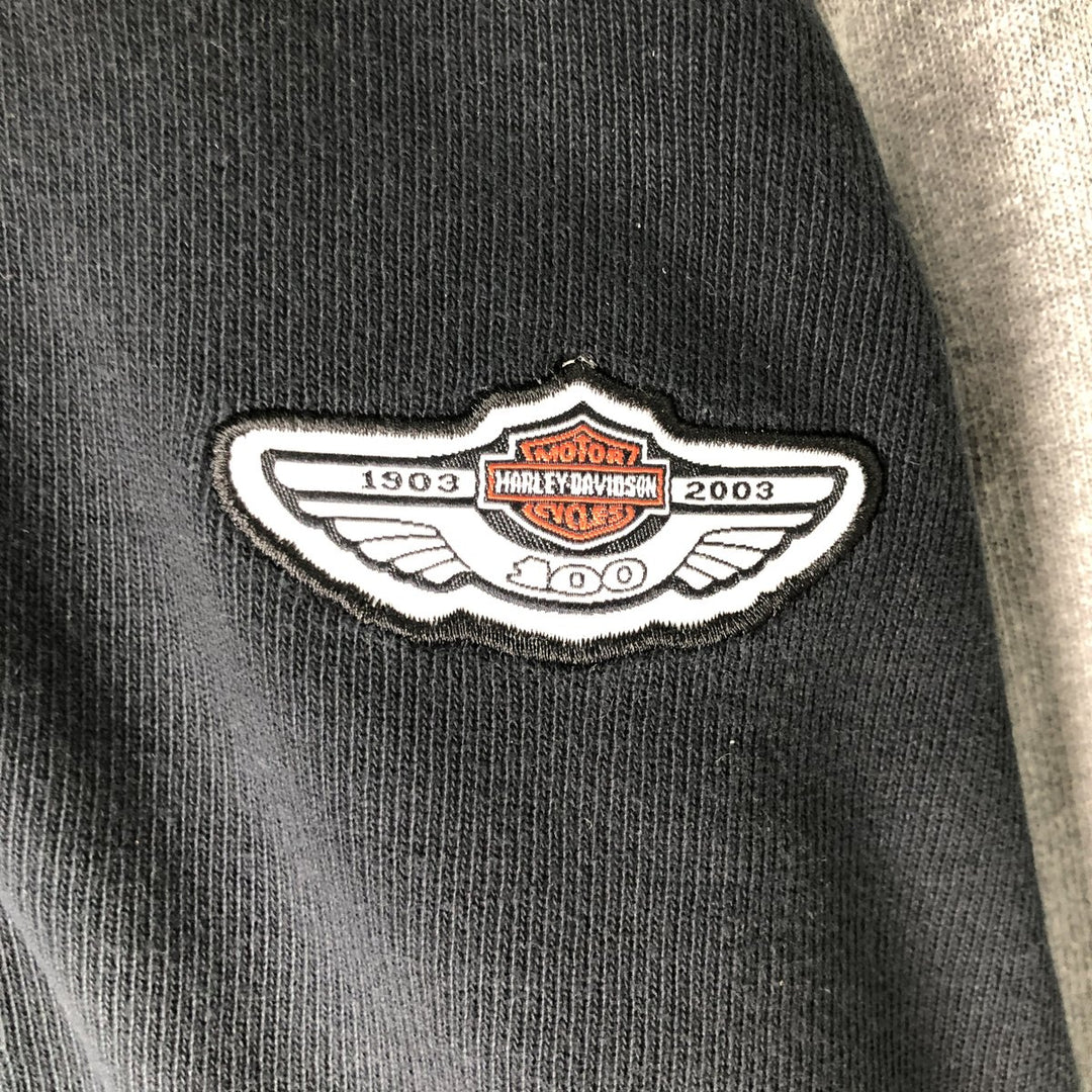 Harley-Davidson Men's Long Sleeve Rugby Shirt, Size L cotton black type Vintage Second Hand