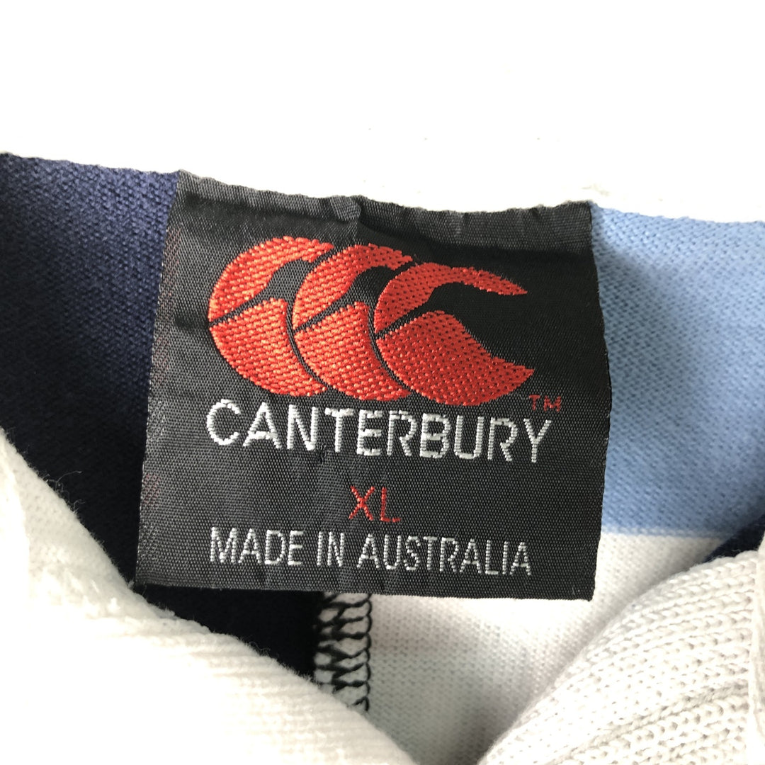 Vintage 90'S Canterbury Crazy Pattern Long Sleeve Rugby Shirt, Men's Size XL cotton navy blue type Vintage Second Hand