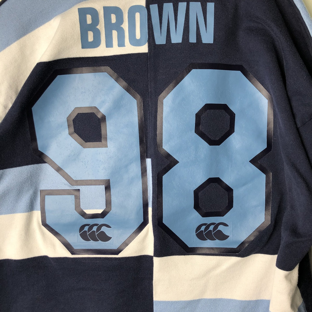 Vintage 90'S Canterbury Crazy Pattern Long Sleeve Rugby Shirt, Men's Size XL cotton navy blue type Vintage Second Hand