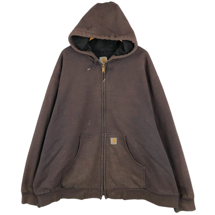 Carhartt full-zip sweatshirt hoodie, men's size XXXXL cotton brown type Vintage Second Hand
