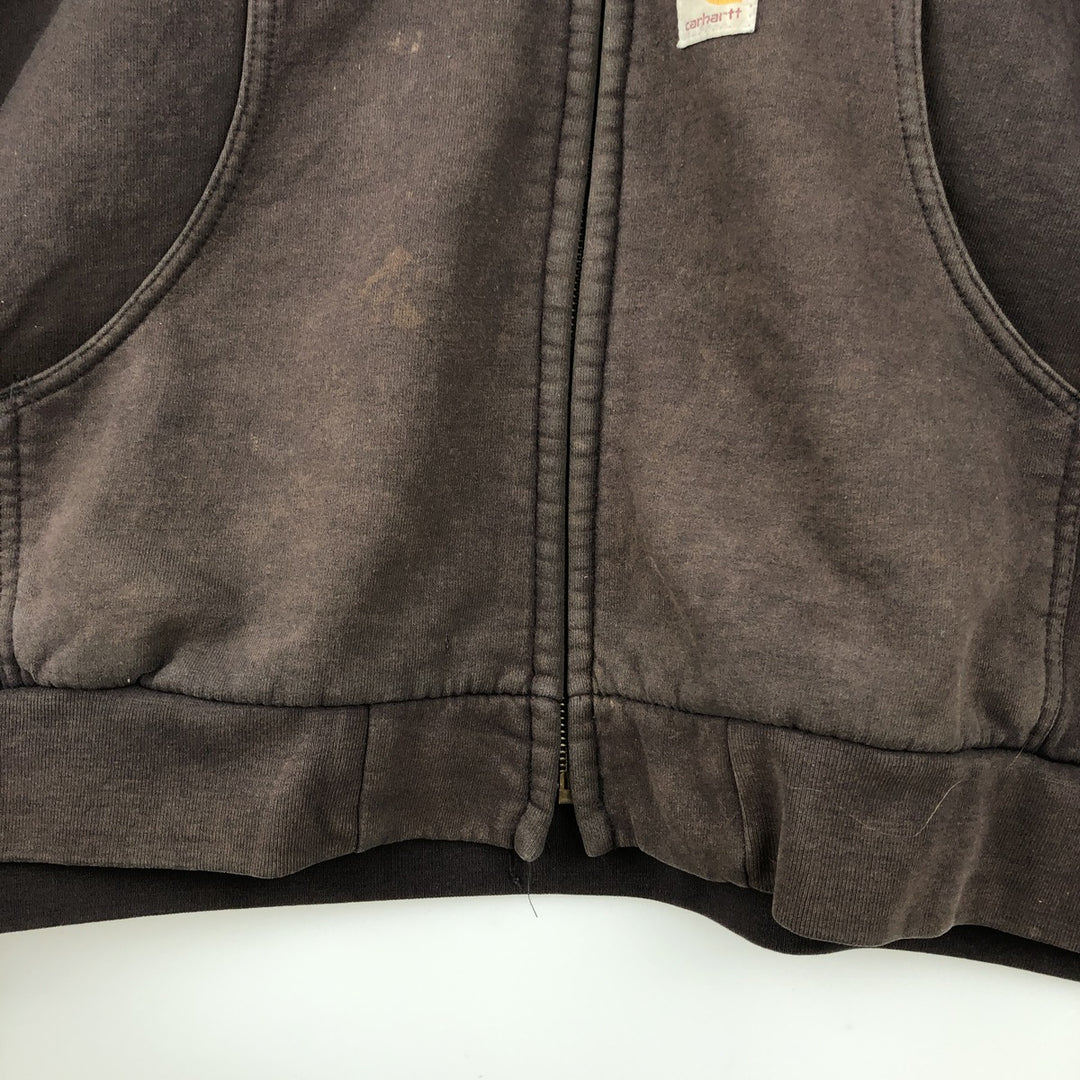 Carhartt full-zip sweatshirt hoodie, men's size XXXXL cotton brown type Vintage Second Hand