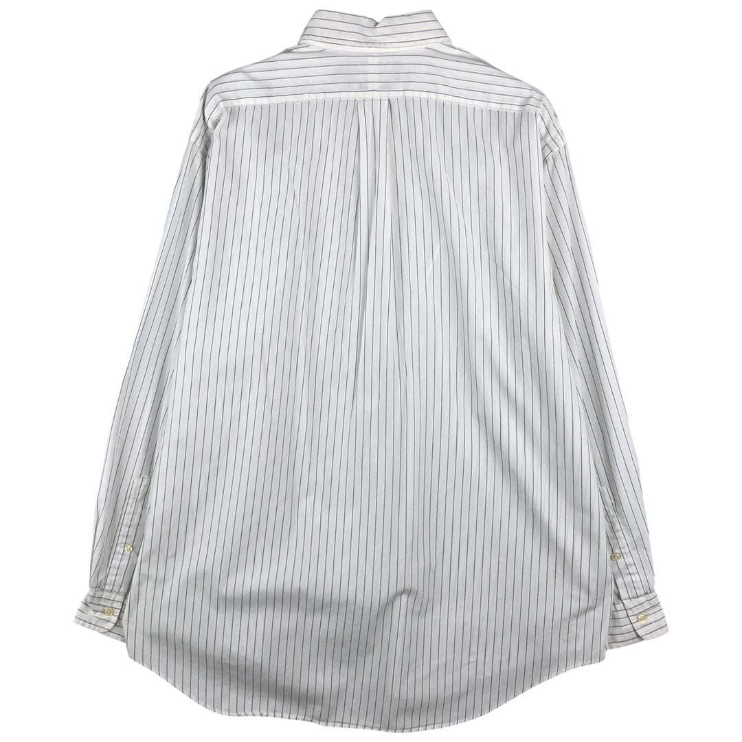 Ralph Lauren long sleeve button down striped shirt, men's size L cotton white type Vintage Second Hand