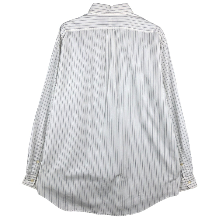 Ralph Lauren long sleeve button down striped shirt, men's size L cotton white type Vintage Second Hand