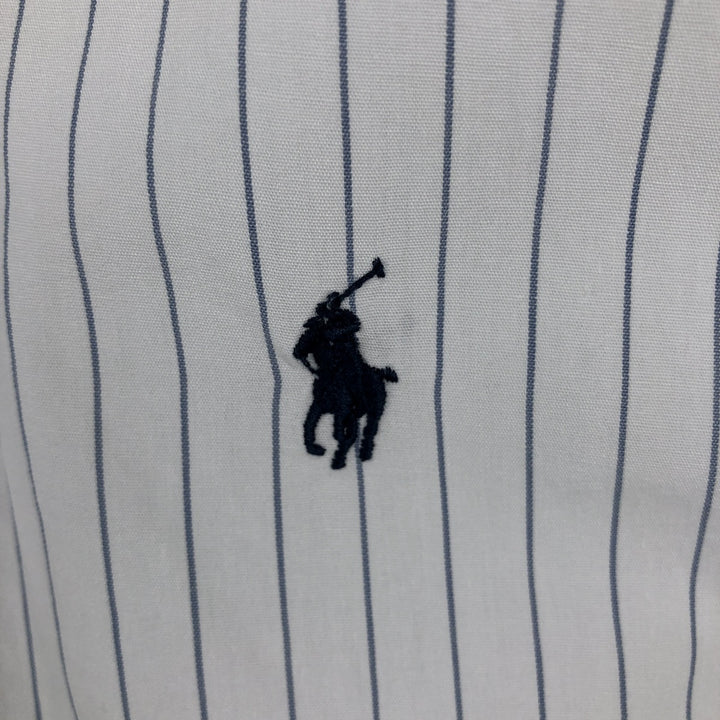 Ralph Lauren long sleeve button down striped shirt, men's size L cotton white type Vintage Second Hand