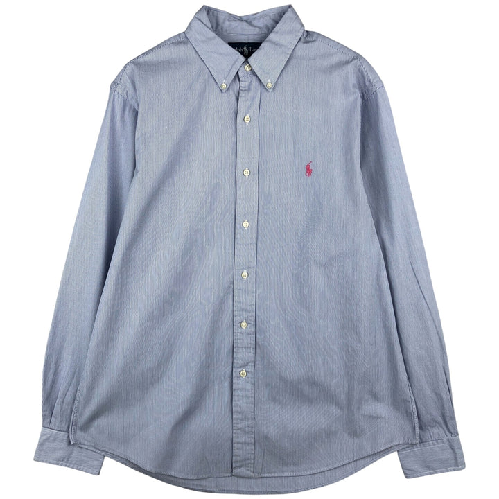 Ralph Lauren CUSTOM FIT Long-Sleeve Button-Down Striped Shirt, Men's Size L (approx.) cotton blue type Vintage Second Hand