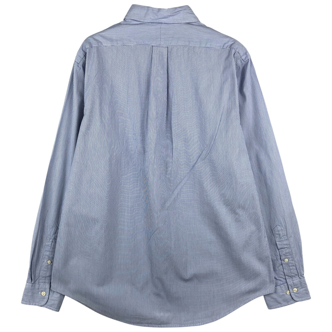 Ralph Lauren CUSTOM FIT Long-Sleeve Button-Down Striped Shirt, Men's Size L (approx.) cotton blue type Vintage Second Hand