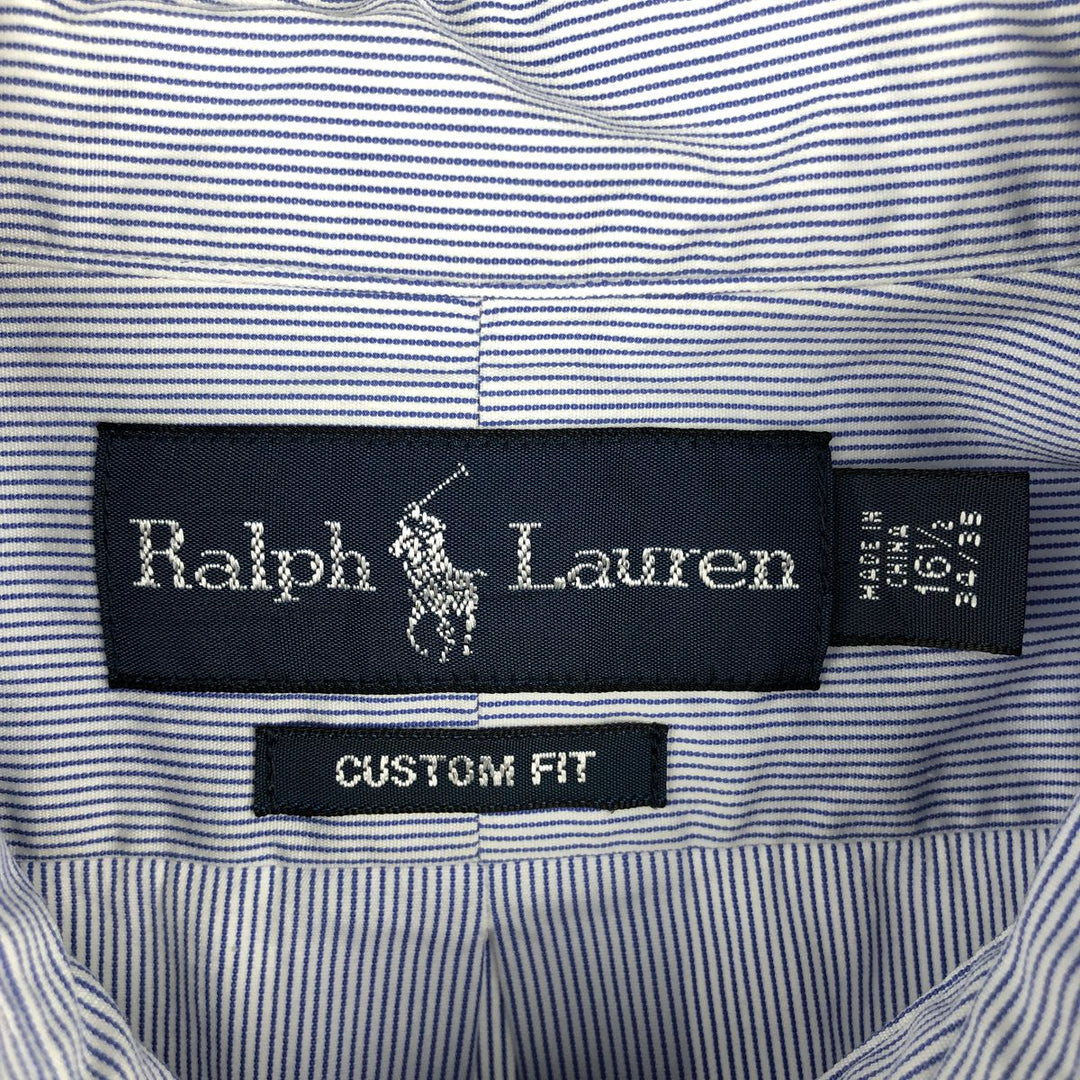 Ralph Lauren CUSTOM FIT Long-Sleeve Button-Down Striped Shirt, Men's Size L (approx.) cotton blue type Vintage Second Hand