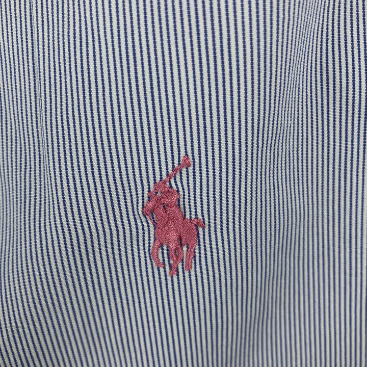 Ralph Lauren CUSTOM FIT Long-Sleeve Button-Down Striped Shirt, Men's Size L (approx.) cotton blue type Vintage Second Hand