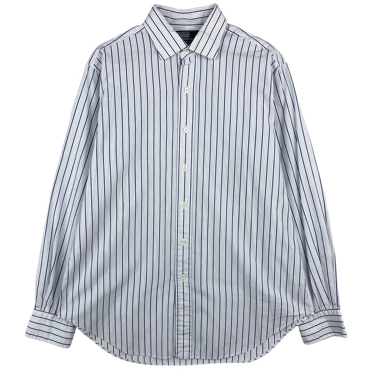 Ralph Lauren POLO by Ralph Lauren PHILIP Long-Sleeve Cotton Stripe Shirt, Men's Size L (approx.) cotton white type Vintage Second Hand