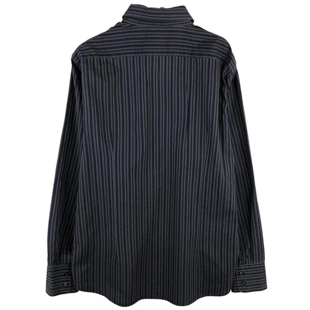 Hugo Boss Slim Fit Long Sleeve Cotton Striped Shirt, Men's Size XL cotton Charcoal Vintage Second Hand