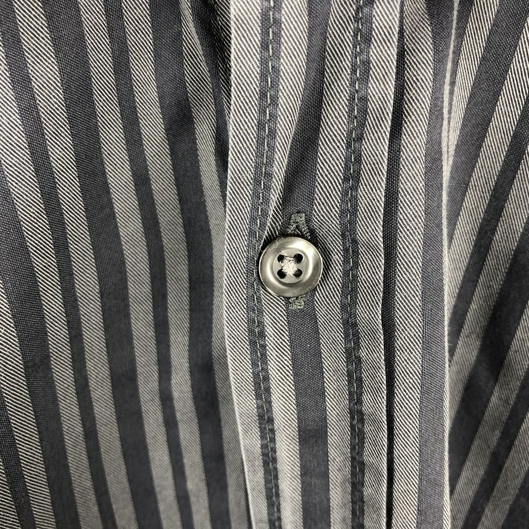 Hugo Boss Slim Fit Long Sleeve Cotton Striped Shirt, Men's Size XL cotton Charcoal Vintage Second Hand