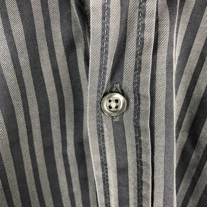 Hugo Boss Slim Fit Long Sleeve Cotton Striped Shirt, Men's Size XL cotton Charcoal Vintage Second Hand