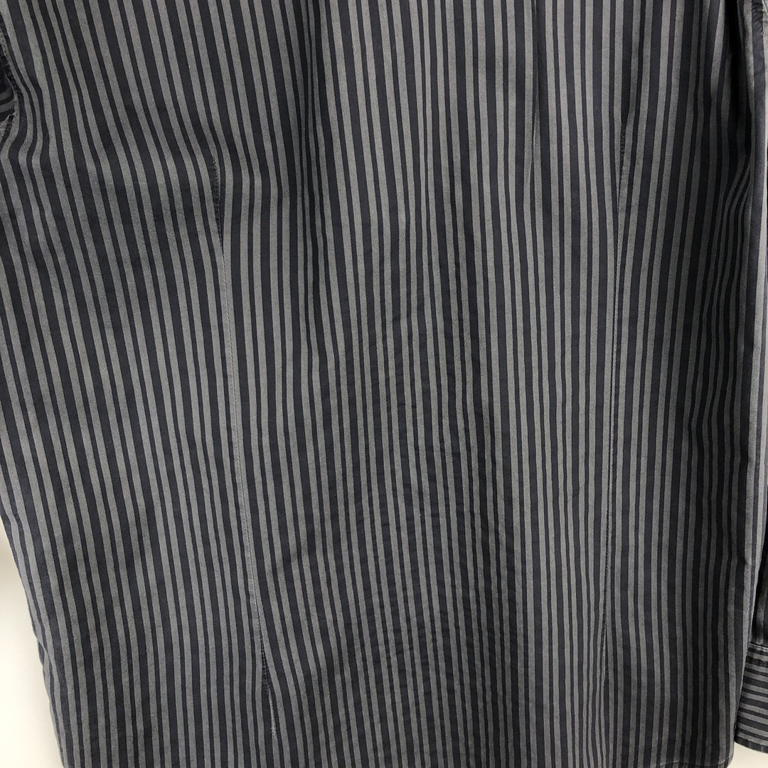 Hugo Boss Slim Fit Long Sleeve Cotton Striped Shirt, Men's Size XL cotton Charcoal Vintage Second Hand