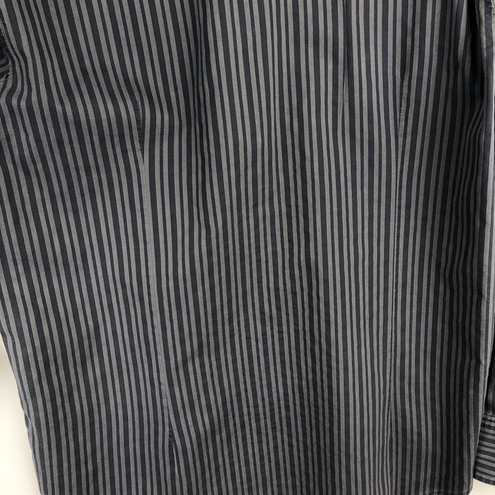 Hugo Boss Slim Fit Long Sleeve Cotton Striped Shirt, Men's Size XL cotton Charcoal Vintage Second Hand