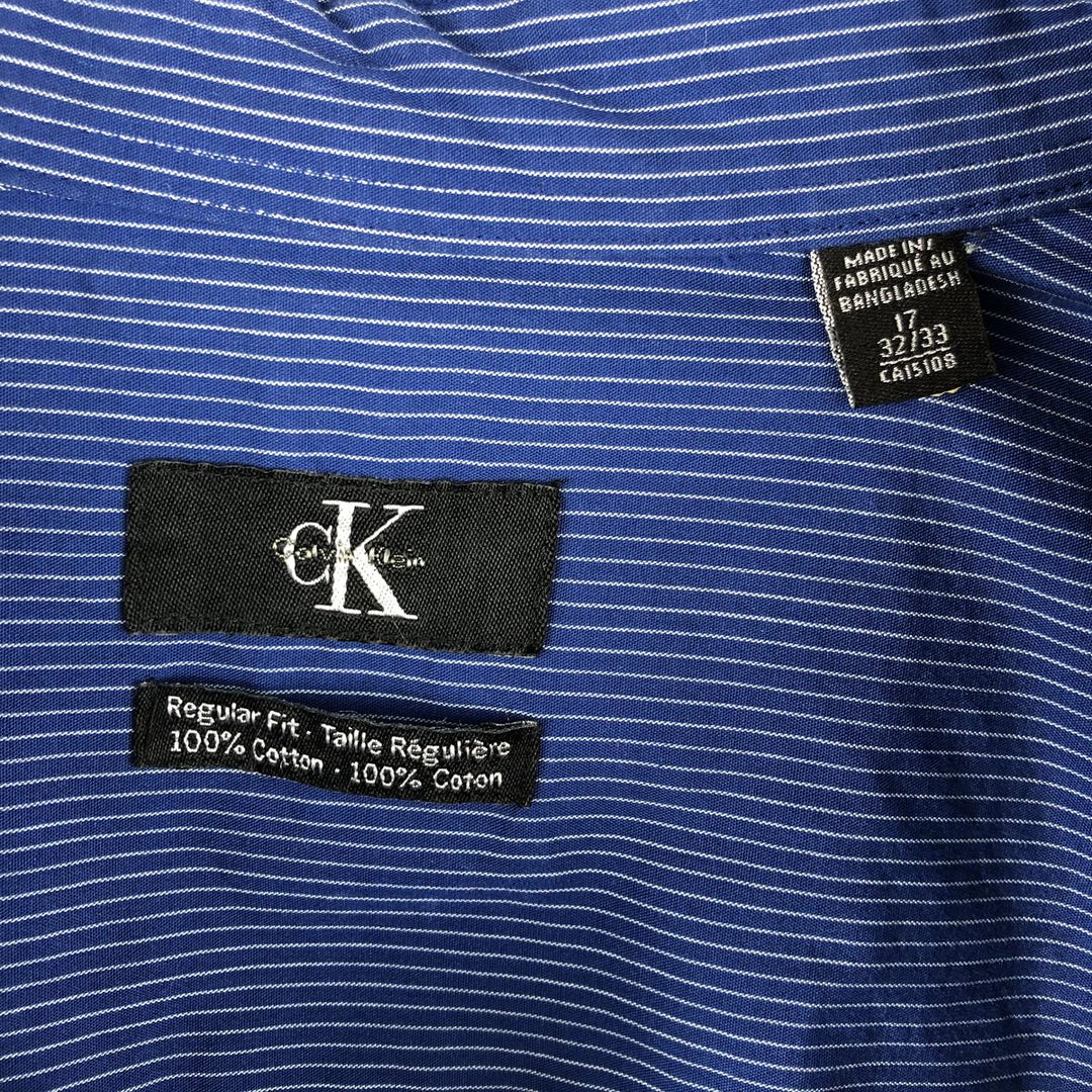 Calvin Klein Regular Fit Long Sleeve Cotton Striped Shirt, Men's Size XL cotton blue type Vintage Second Hand