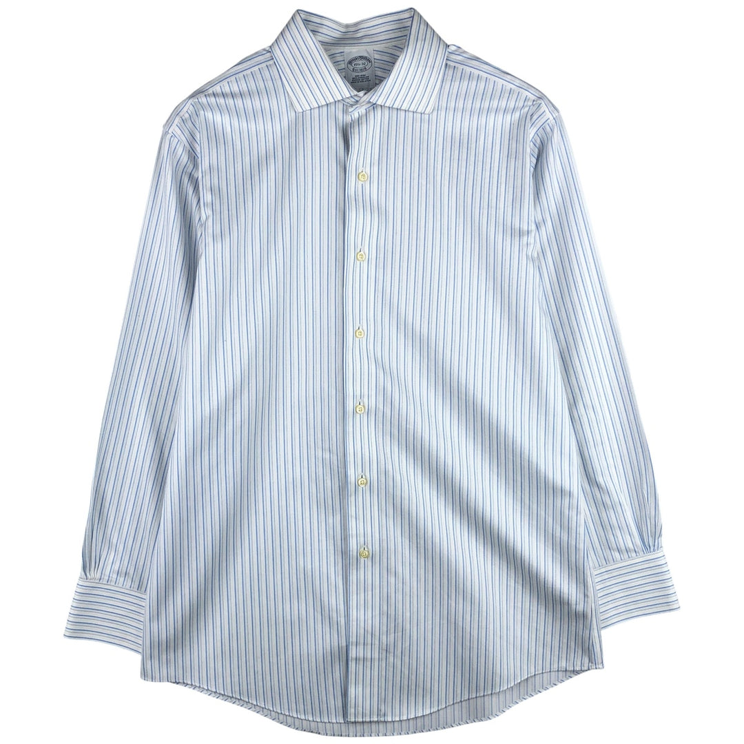 Brooks Brothers Est.1818 Long Sleeve Cotton Striped Shirt, Men's M Size Supima Cotton white type Vintage Second Hand