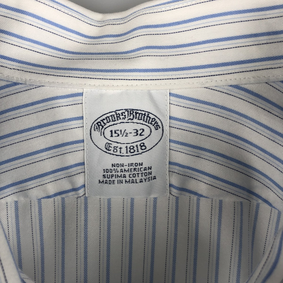 Brooks Brothers Est.1818 Long Sleeve Cotton Striped Shirt, Men's M Size Supima Cotton white type Vintage Second Hand