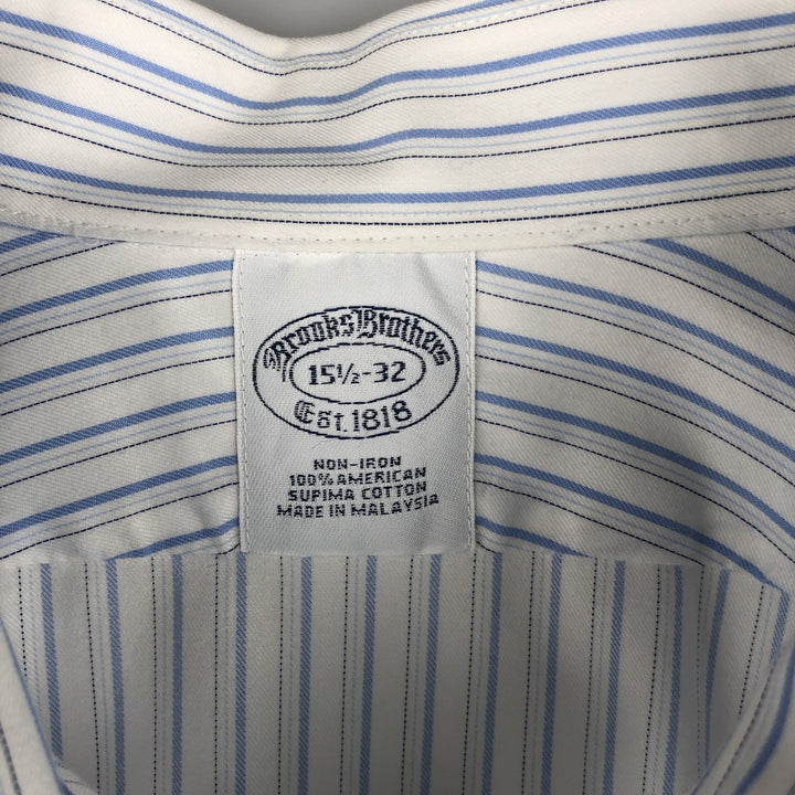 Brooks Brothers Est.1818 Long Sleeve Cotton Striped Shirt, Men's M Size Supima Cotton white type Vintage Second Hand
