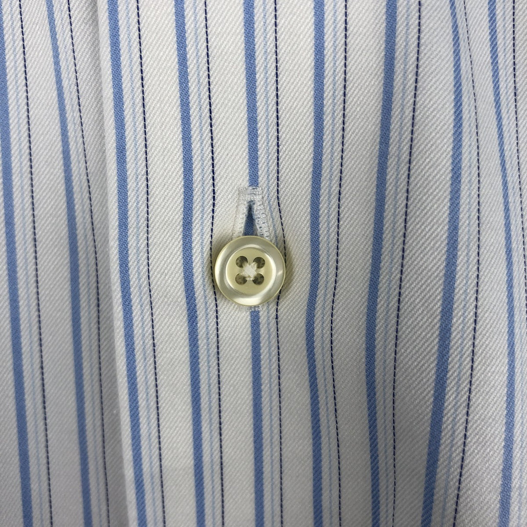 Brooks Brothers Est.1818 Long Sleeve Cotton Striped Shirt, Men's M Size Supima Cotton white type Vintage Second Hand