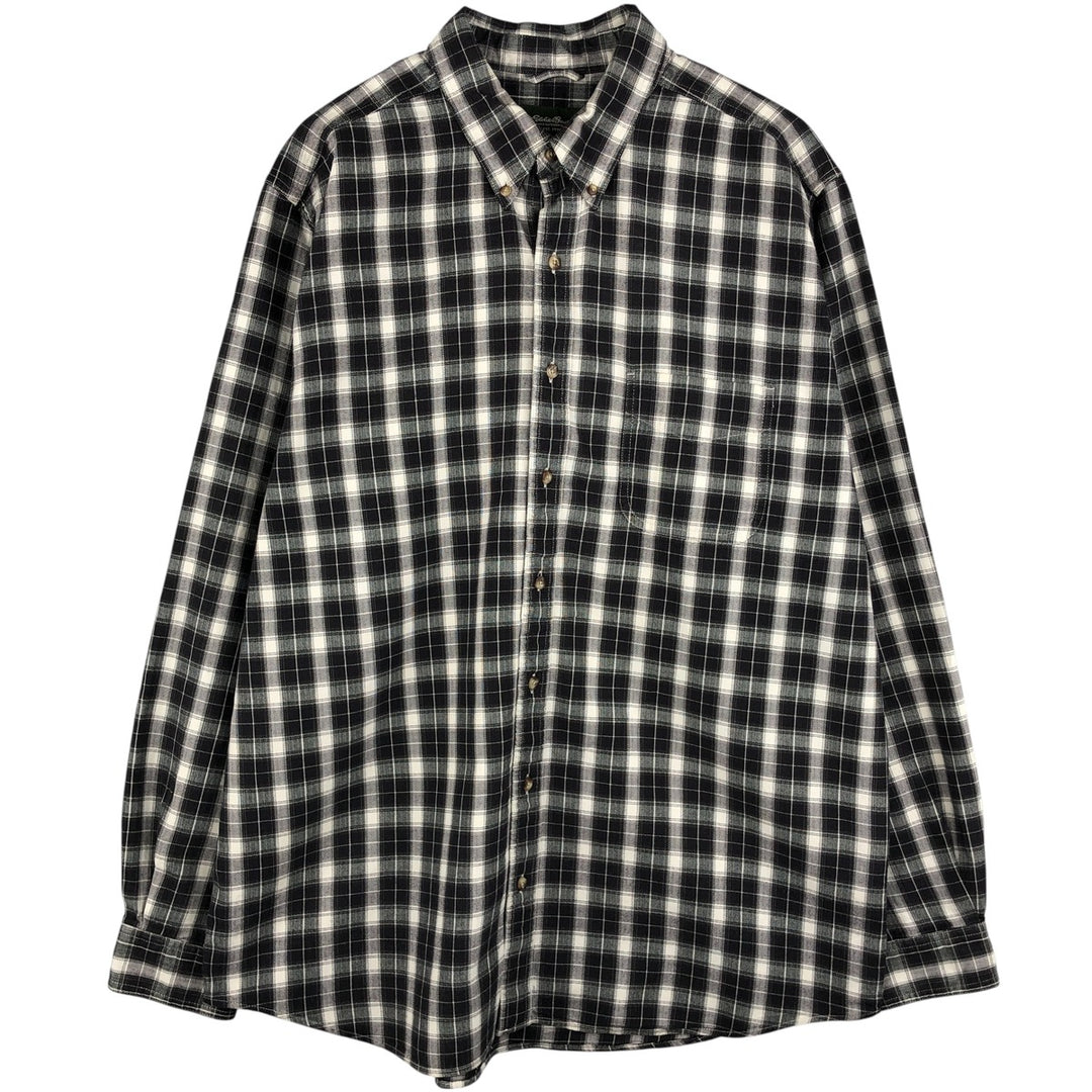 Eddie Bauer Long Sleeve Button-Down Check Shirt, Men's XL cotton black type Vintage Second Hand