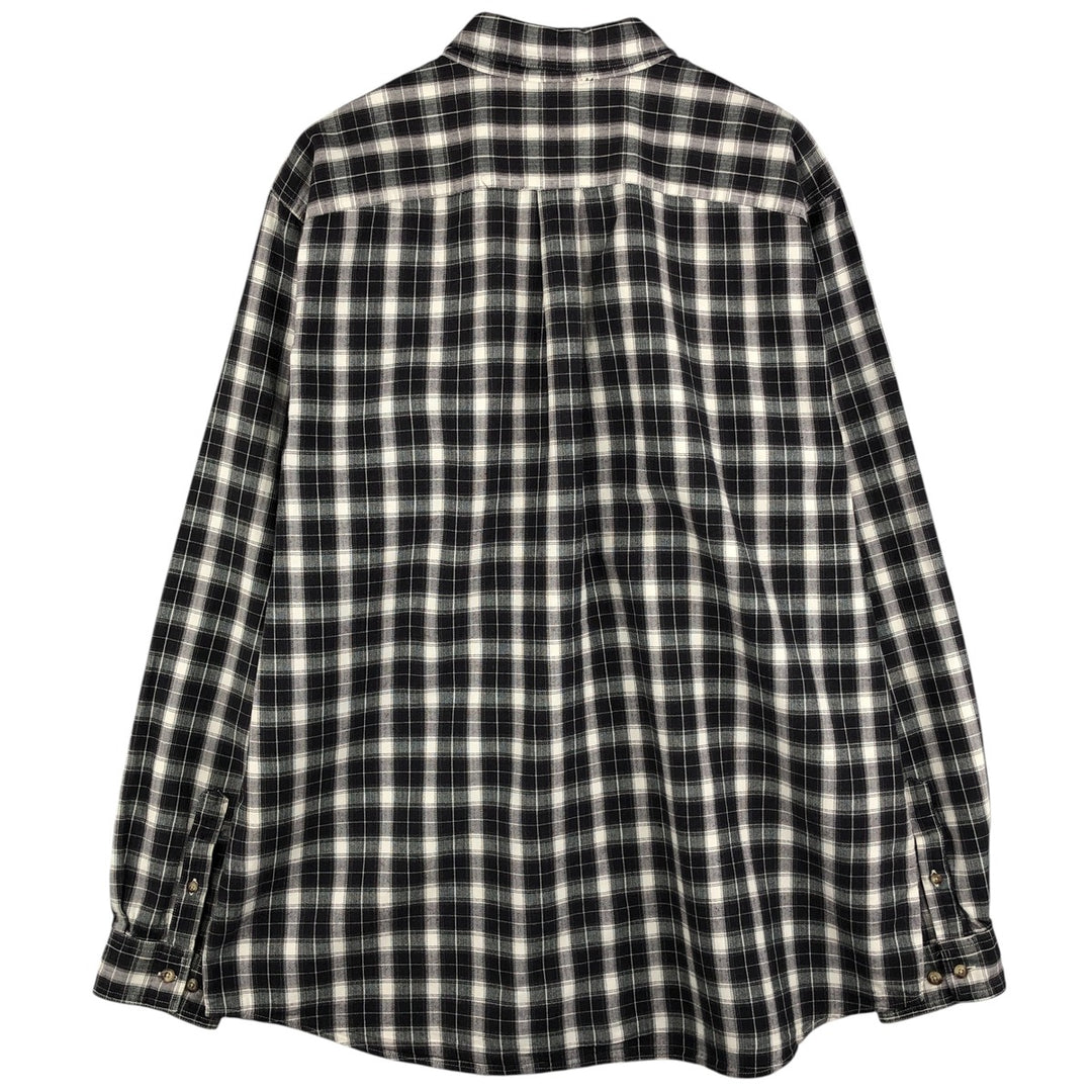 Eddie Bauer Long Sleeve Button-Down Check Shirt, Men's XL cotton black type Vintage Second Hand
