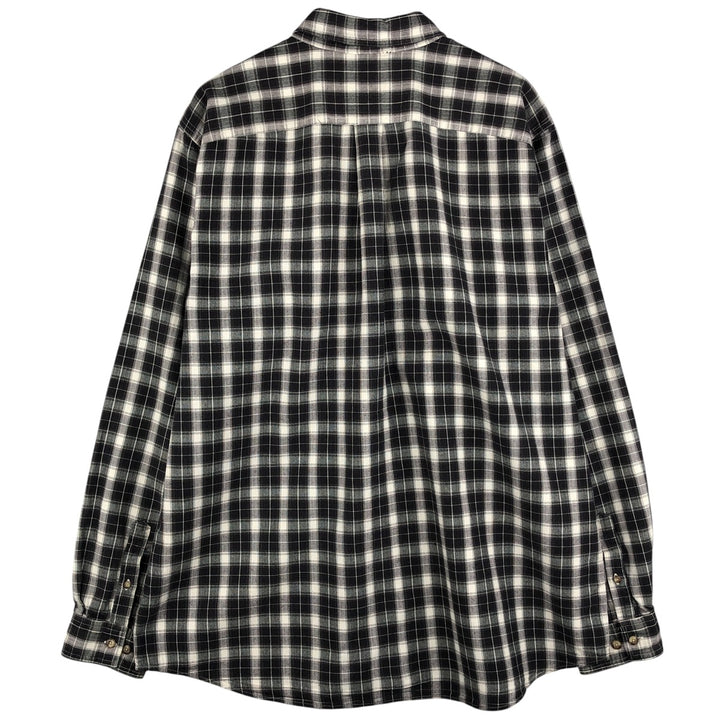 Eddie Bauer Long Sleeve Button-Down Check Shirt, Men's XL cotton black type Vintage Second Hand