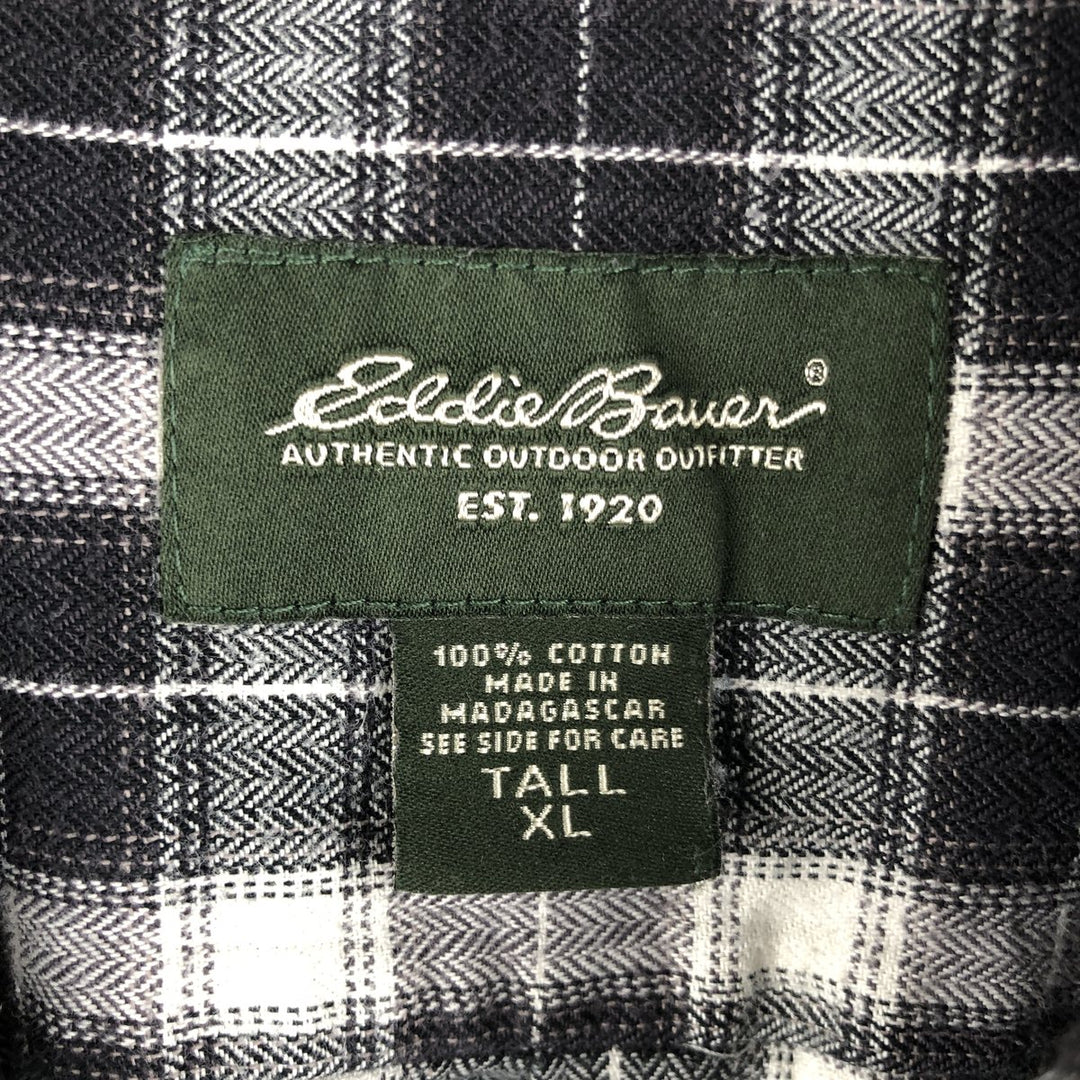 Eddie Bauer Long Sleeve Button-Down Check Shirt, Men's XL cotton black type Vintage Second Hand