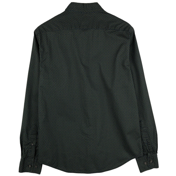 Banana Republic all-over print long-sleeved button-down shirt, men's size M cotton Green type dark green Vintage Second Hand